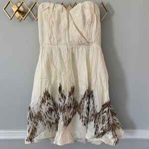 Anthropologie Cream/Gold Windcatcher Dress, Sz. 10